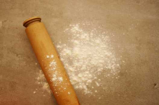 Rolling pin and a floured work surface