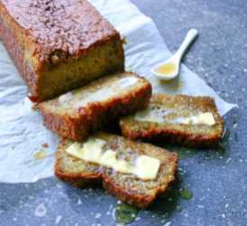 Banana Bread, egg free, served with butter and honey